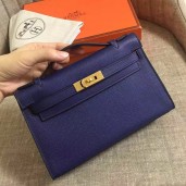 Imitation 1:1 Hermes Sapphire Epsom Kelly Pochette Handmade Bag QY00618