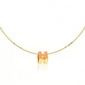 Imitation AAA Hermes Cage d’H Necklace Red in Lacquer Yellow Gold QY02325