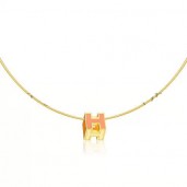 Imitation AAA Hermes Cage d’H Necklace Red in Lacquer Yellow Gold QY02325