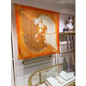 Imitation Hermes Casaque Stole In Beige And Orange Cashmere QY01617