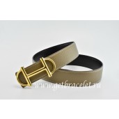 Imitation Hermes Reversible Belt Gray/Black Anchor Chain Togo Calfskin With 18k Gold Buckle QY00508