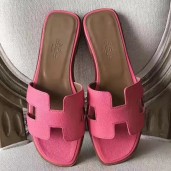 Imitation Hot Hermes Oran Sandals In Rose Confetti Epsom Leather QY00849