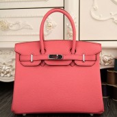 Knockoff Hermes Birkin 30cm 35cm Bag In Rose Lipstick Clemence Leather QY00453