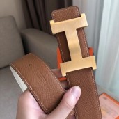 Knockoff Hermes Constance 2 Belt Buckle & Brown/White Epsom 42MM Strap QY01920