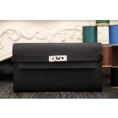 Knockoff Hermes Kelly Longue Wallet In Black Epsom Leather QY01731