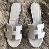 Luxury Hermes Oasis Sandals In Blue Pale Epsom Leather QY00053