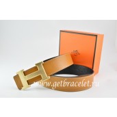 Quality Hermes Reversible Belt Light Coffe/Black Togo Calfskin With 18k Drawbench Gold H Buckle QY01166