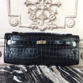 Replica Hermes Black Crocodile Kelly Cut Clutch Bag QY02399