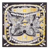 Replica Hermes Black Parures Precieuses Silk Shawl QY00315