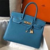 Replica Hermes Blue Jean Clemence Birkin 30cm Handbag QY01032