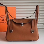 Replica Hermes Brown Clemence Lindy 30cm Bag QY01914