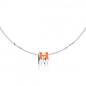 Replica Hermes Cage d’H Necklace Orange in Lacquer With Gold QY00391