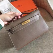 Replica Hermes Etoupe Epsom Kelly Pochette Handmade Bag QY00970