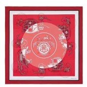 Replica Hermes Red Ex-Libris Coloriage Silk Shawl QY00048