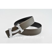 Replica Hermes Reversible Belt Brown/Black Fashion H Togo Calfskin With 18k Silver Buckle QY00981