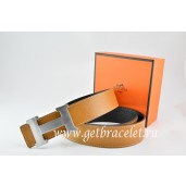 Replica Hermes Reversible Belt Light Coffe/Black Togo Calfskin With 18k Silver H Buckle QY00964