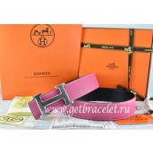 Replica Hermes Reversible Belt Pink/Black Togo Calfskin With 18k Drawbench Silver H Buckle QY01345