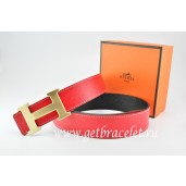 Replica Hermes Reversible Belt Red/Black Togo Calfskin With 18k Drawbench Gold H Buckle QY00541