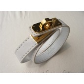 Replica Hermes Rivale Double Wrap Bracelet White With Gold QY01716