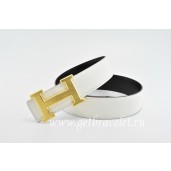 Replica Top Hermes Reversible Belt White/Black Classics H Togo Calfskin With 18k Gold With Logo Buckle QY02379