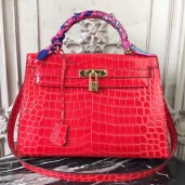 Top Hermes Kelly 32cm Bag In Red Crocodile Leather QY00792