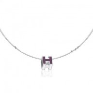 Best 1:1 Hermes Cage d’H Necklace Purple in Lacquer With Gold QY01004