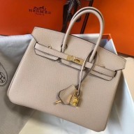 Best Hermes Birkin 25cm Handbag In Argile Clemence Leather QY01632