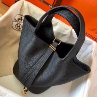 Best Quality Replica Hermes Black Picotin Lock MM 22cm Handmade Bag QY01361