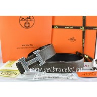 Copy Best Quality Hermes Reversible Belt Brown/Black Togo Calfskin With 18k Gold Wave Stripe H Buckle QY01519