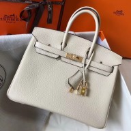 Copy Hermes Birkin 25cm Handbag In Beton Clemence Leather QY01074