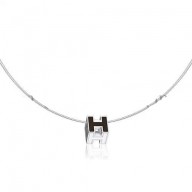 Hermes Cage d’H Necklace Black in Lacquer With Gold QY01712
