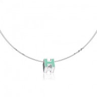 Hermes Cage d’H Necklace Blue in Lacquer With Gold QY01590