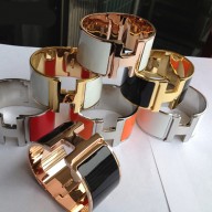 Hermes Clic Clac H Enamel Bracelet Extra Large With Gold/Silver/Pink Gold GM QY01426