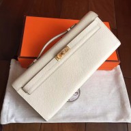 Knockoff Best Hermes White Epsom Kelly Cut Clutch Handmade Bag QY01349