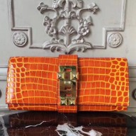 Knockoff Hermes Medor Clutch Bag In Orange Crocodile Leather QY00335