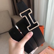 Knockoff Hermes Tonight 38MM Reversible Belt In Black/White Epsom Leather QY01772