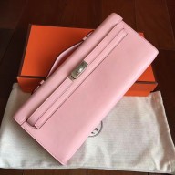 Replica Hermes Rose Dragee Swift Kelly Cut Clutch Handmade Bag QY01895