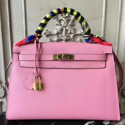 AAA 1:1 Hermes Pink Epsom Kelly 32cm Sellier Bag QY00580