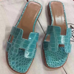 AAA Hermes Lagon Crocodile Oran Sandals QY01235