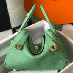 AAA Hermes Lindy 26cm Bag In Vert Criquet Clemence With GHW QY00767