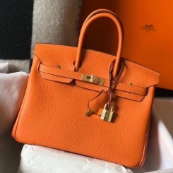 Replica Hermes Birkin 25cm Bag In Taupe Clemence Leather GHW