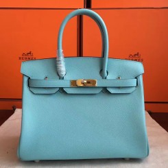 Best Hermes Blue Atoll Epsom Birkin 35cm Handmade Bag QY02308