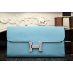 Cheap Hermes Constance Wallet In Light Blue Epsom Leather QY02294