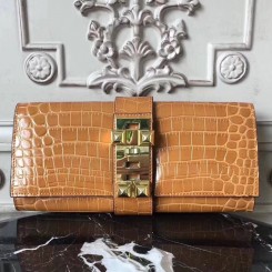 Cheap Hermes Medor Clutch Bag In Camarel Crocodile Leather QY01292