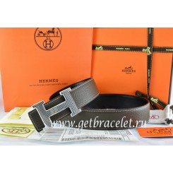 Copy Best Quality Hermes Reversible Belt Brown/Black Togo Calfskin With 18k Gold Wave Stripe H Buckle QY01519