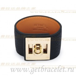 Copy Hermes Kelly Dog Bracelet Black With Gold QY01518