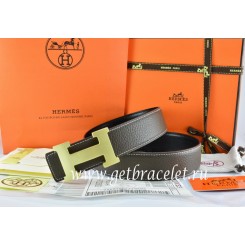 Copy Hermes Reversible Belt Brown/Black Togo Calfskin With 18k Gold H Buckle QY00592