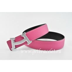 Copy Hermes Reversible Belt Pink/Black Fashion H Togo Calfskin With 18k Silver Buckle QY02219