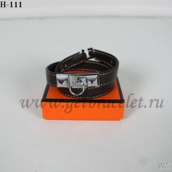 Copy Hermes Rivale Double Wrap Bracelet Black Silver QY01976