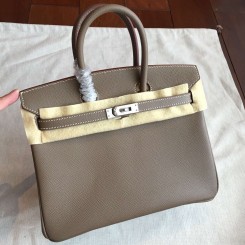 Designer Fake Hermes Etoupe Epsom Birkin 25cm Handmade Bag QY00991